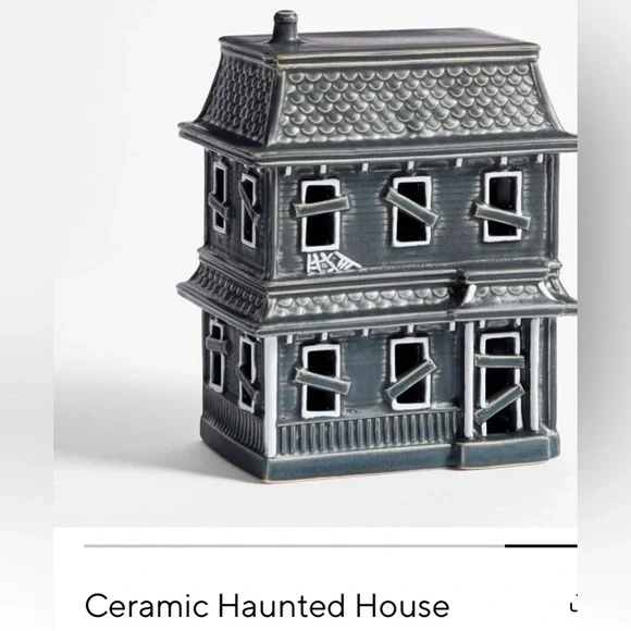 🩶 👻Pottery Barn Ceramic Haunted House - Dark Gray Medium🩶👻 - Picture 1 of 11